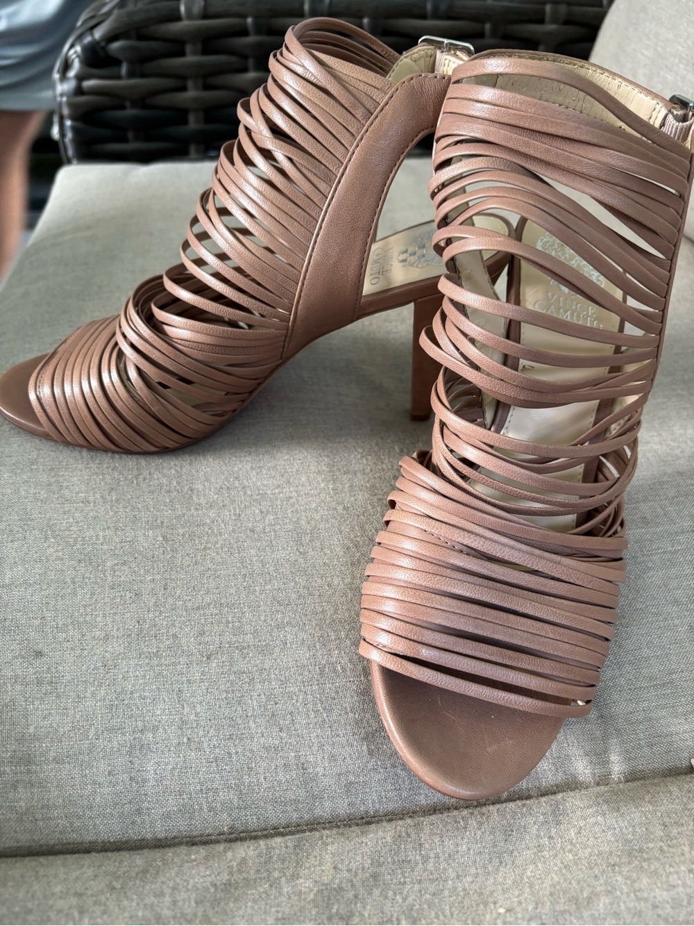 Vince Camuto Strappy Heeled Sandals Taupe Brown Size 10M - Picture 3 of 7